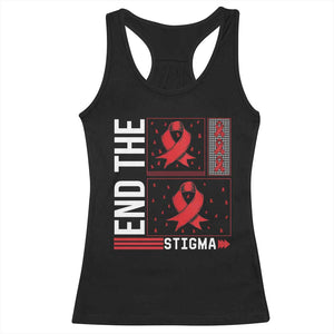End The Stigma HIV Awareness Racerback Tank Top Red Ribbon Gift - Print Your Wear