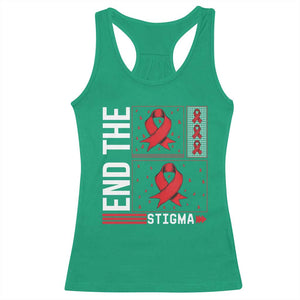 End The Stigma HIV Awareness Racerback Tank Top Red Ribbon Gift - Print Your Wear