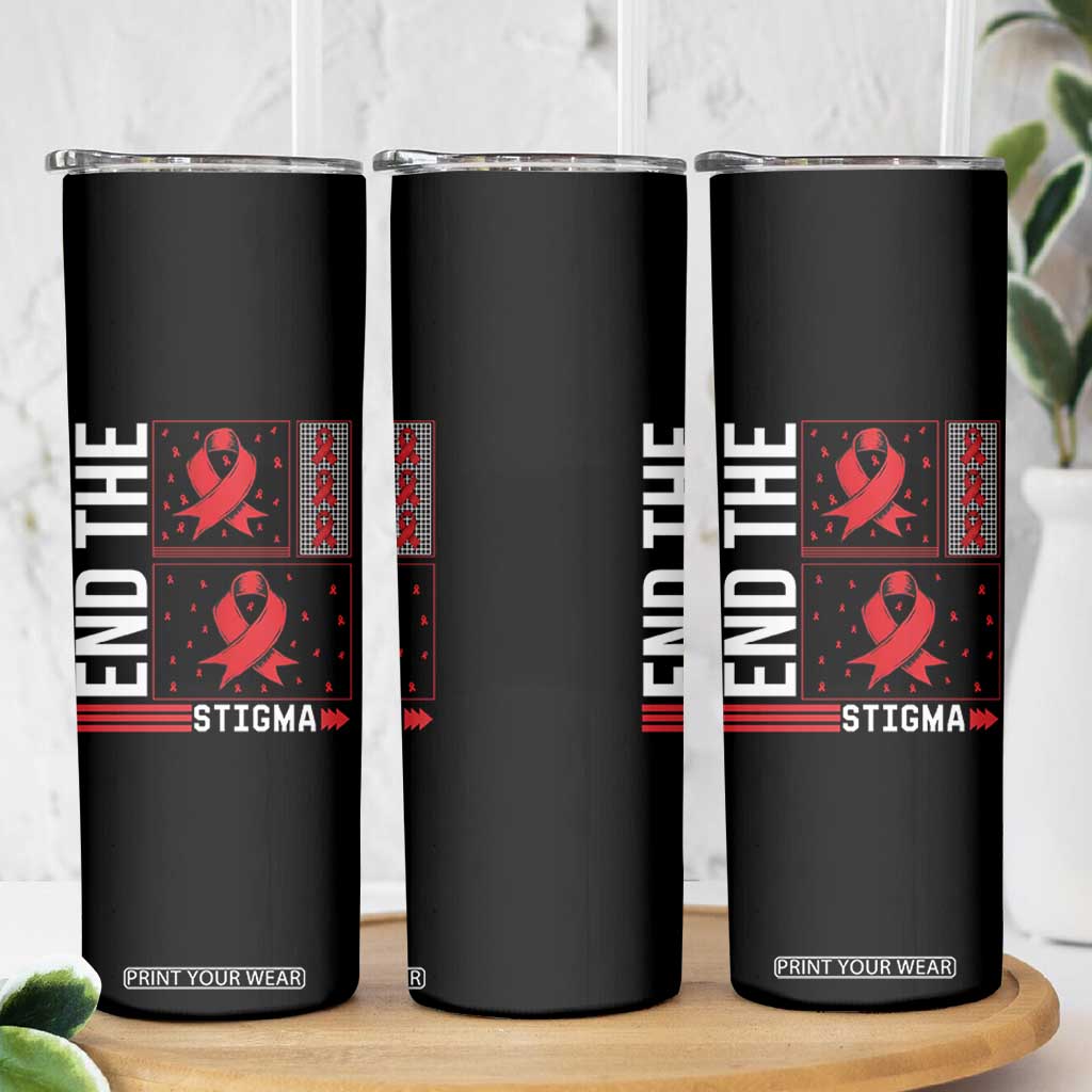 End The Stigma HIV Awareness Skinny Tumbler Red Ribbon Gift TS12 Print Your Wear