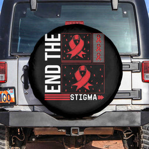 End The Stigma HIV Awareness Spare Tire Cover Red Ribbon Gift TS12 No hole Black Print Your Wear