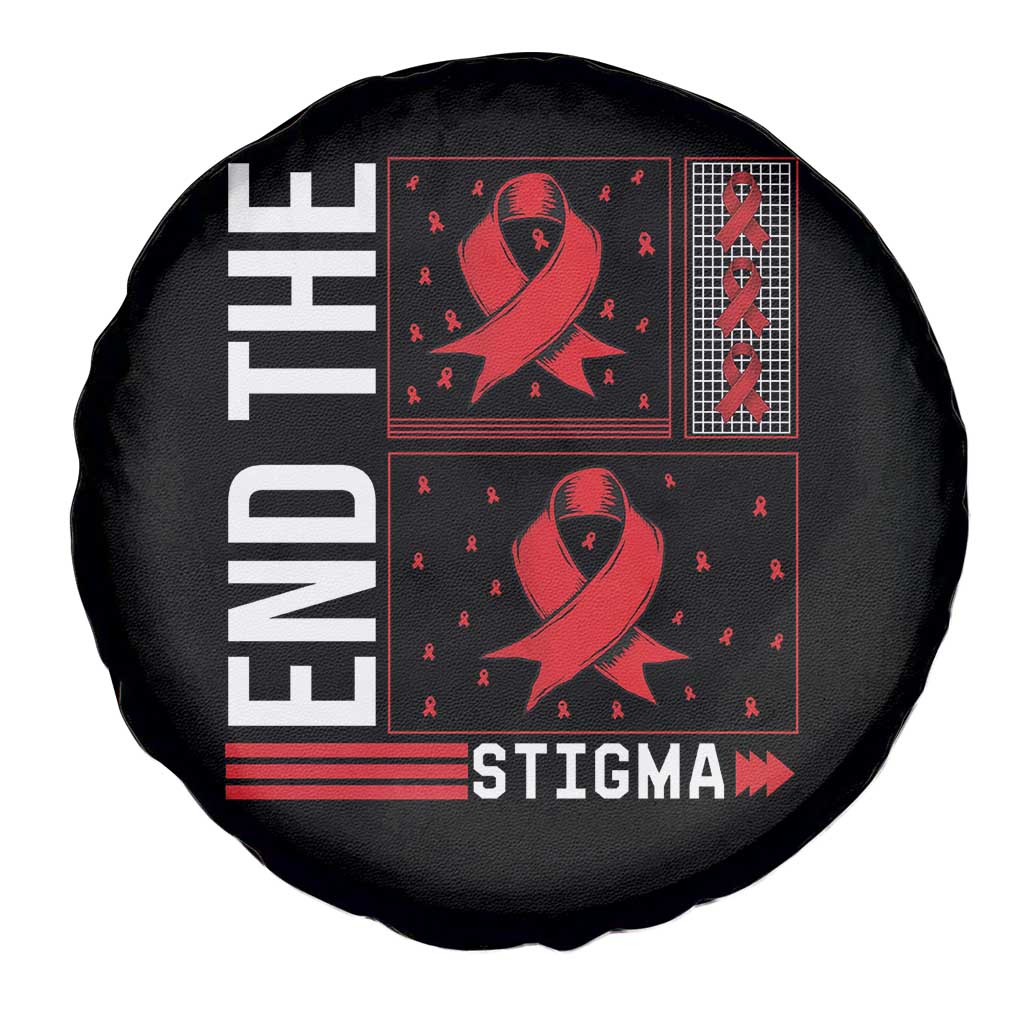 End The Stigma HIV Awareness Spare Tire Cover Red Ribbon Gift TS12 Print Your Wear