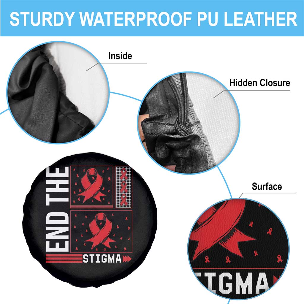 End The Stigma HIV Awareness Spare Tire Cover Red Ribbon Gift TS12 Print Your Wear