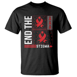 End The Stigma HIV Awareness T Shirt Red Ribbon Gift TS12 Black Print Your Wear