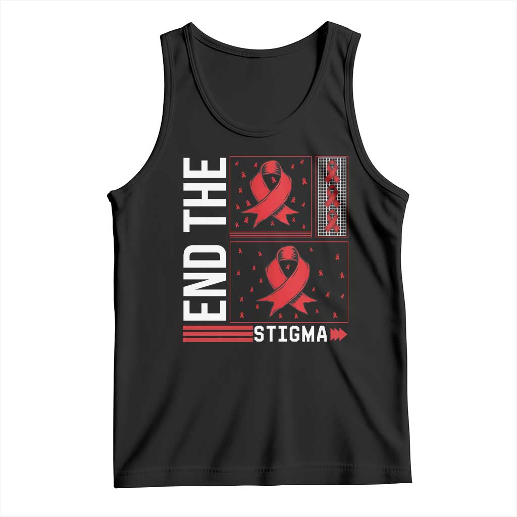 End The Stigma HIV Awareness Tank Top Red Ribbon Gift TS12 Black Print Your Wear