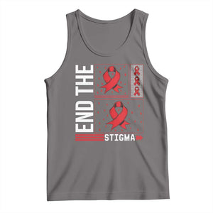End The Stigma HIV Awareness Tank Top Red Ribbon Gift TS12 Deep Heather Print Your Wear