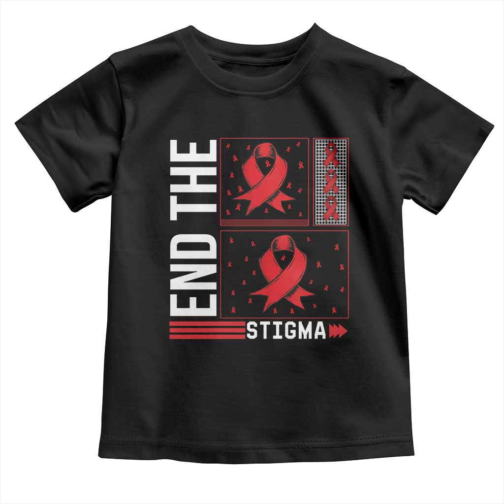 End The Stigma HIV Awareness Toddler T Shirt Red Ribbon Gift TS12 Black Print Your Wear