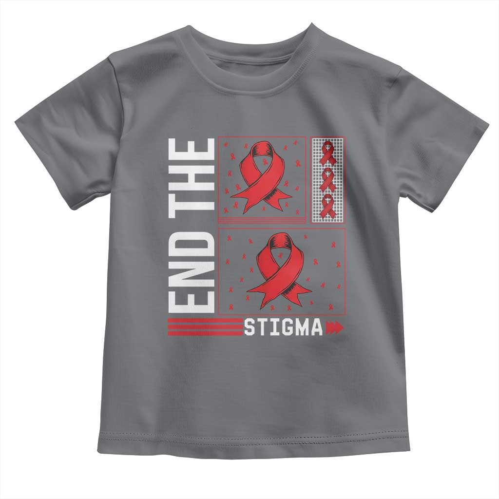 End The Stigma HIV Awareness Toddler T Shirt Red Ribbon Gift TS12 Charcoal Print Your Wear