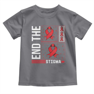 End The Stigma HIV Awareness Toddler T Shirt Red Ribbon Gift TS12 Charcoal Print Your Wear
