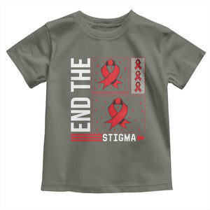 End The Stigma HIV Awareness Toddler T Shirt Red Ribbon Gift TS12 Military Green Print Your Wear