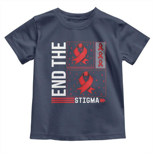 End The Stigma HIV Awareness Toddler T Shirt Red Ribbon Gift TS12 Navy Print Your Wear