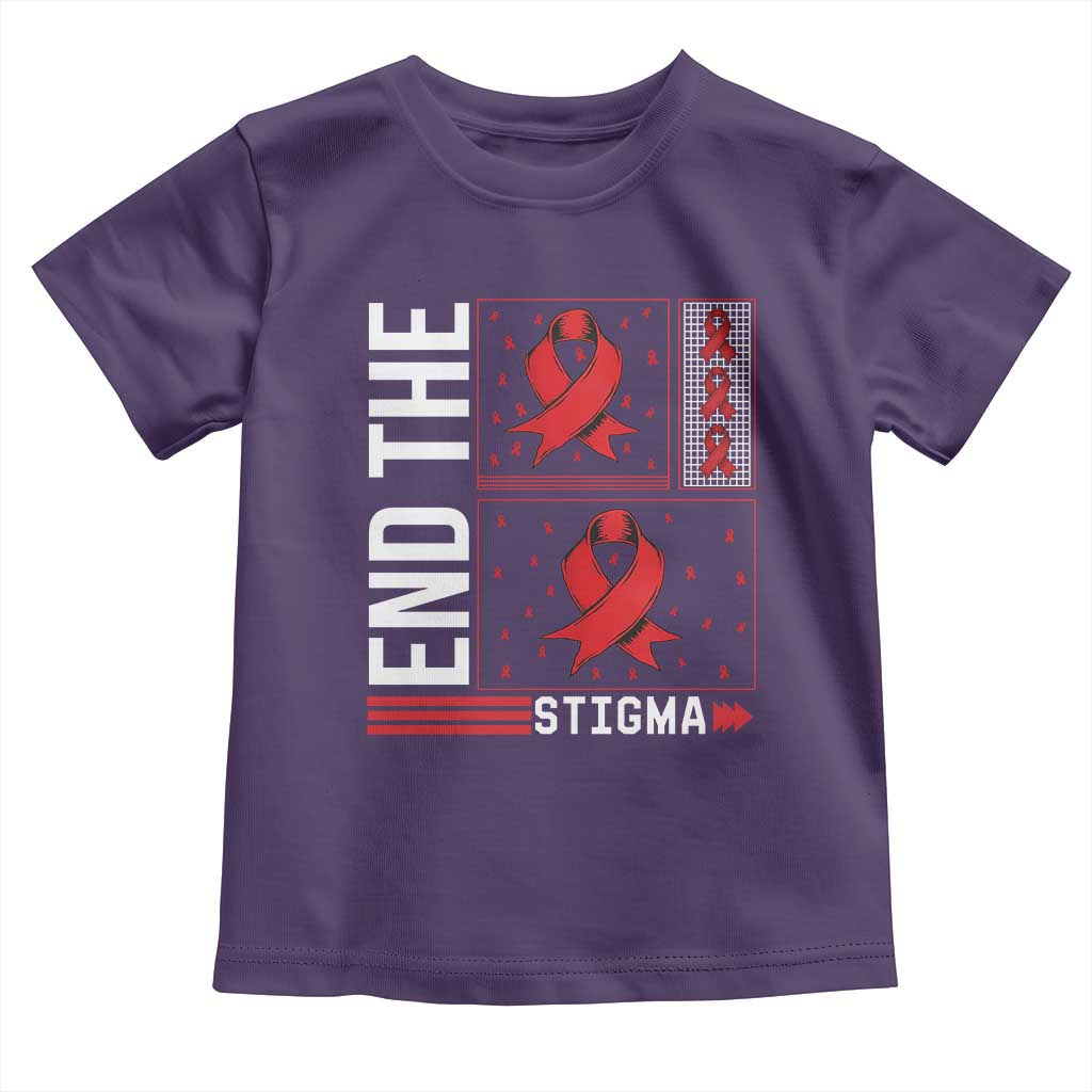 End The Stigma HIV Awareness Toddler T Shirt Red Ribbon Gift TS12 Purple Print Your Wear