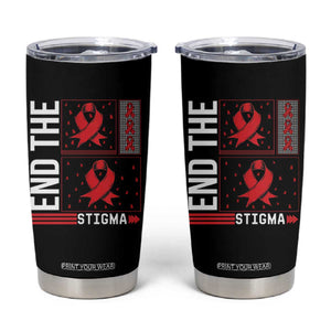 End The Stigma HIV Awareness Tumbler Cup Red Ribbon Gift TS12 Black Print Your Wear