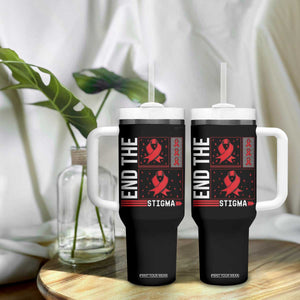 End The Stigma HIV Awareness Tumbler With Handle Red Ribbon Gift TS12 Print Your Wear