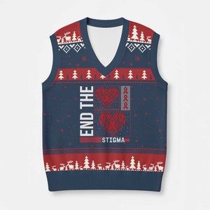 HIV Awareness End The Stigma V-Neck Knit Sweater Vest World AIDS Day Gift TS12 Navy Red Print Your Wear