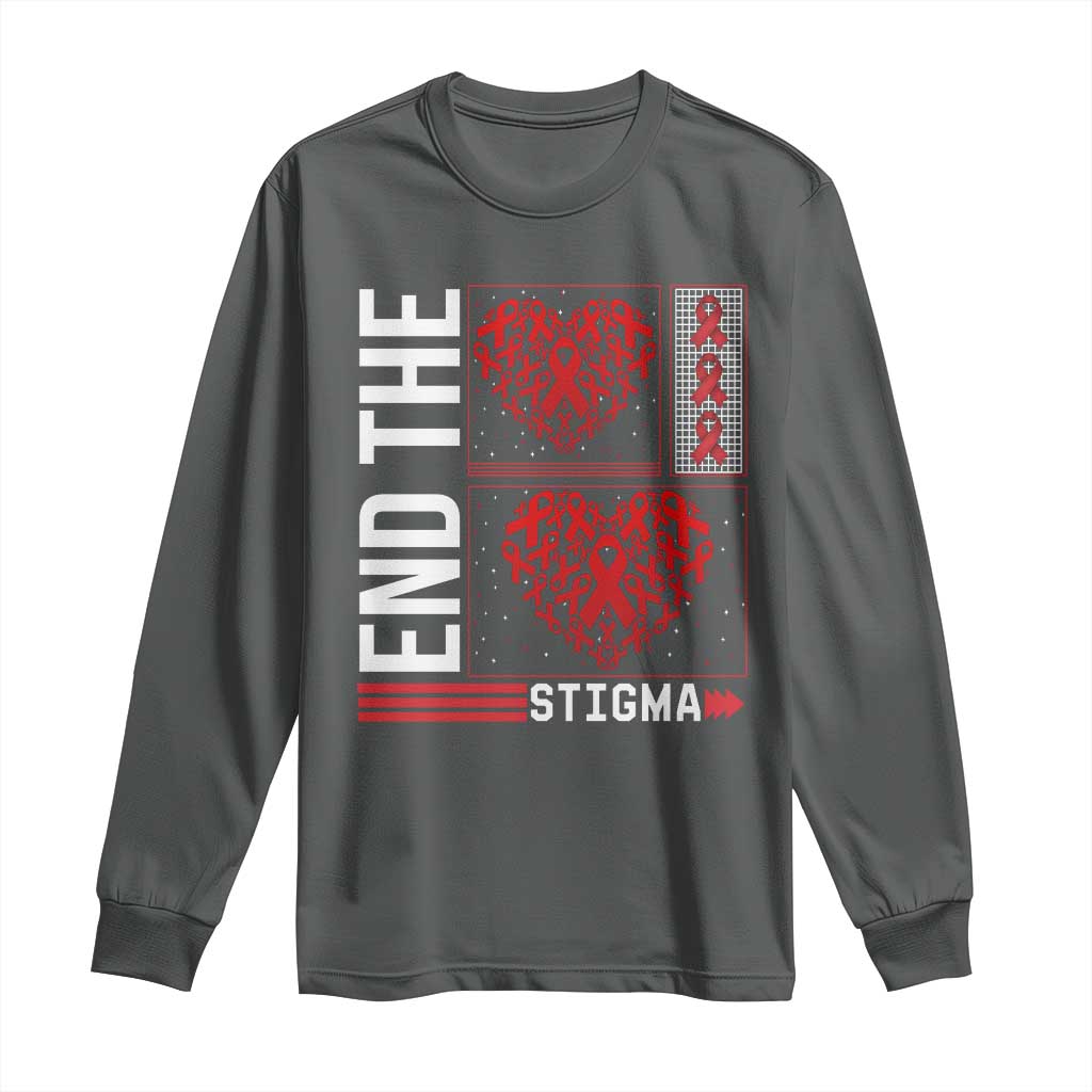 HIV Awareness End The Stigma Long Sleeve Shirt World AIDS Day Gift TS12 Dark Heather Print Your Wear