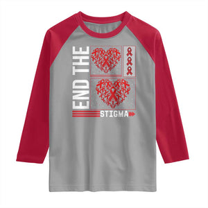HIV Awareness End The Stigma Raglan Shirt World AIDS Day Gift TS12 Sport Gray Red Print Your Wear