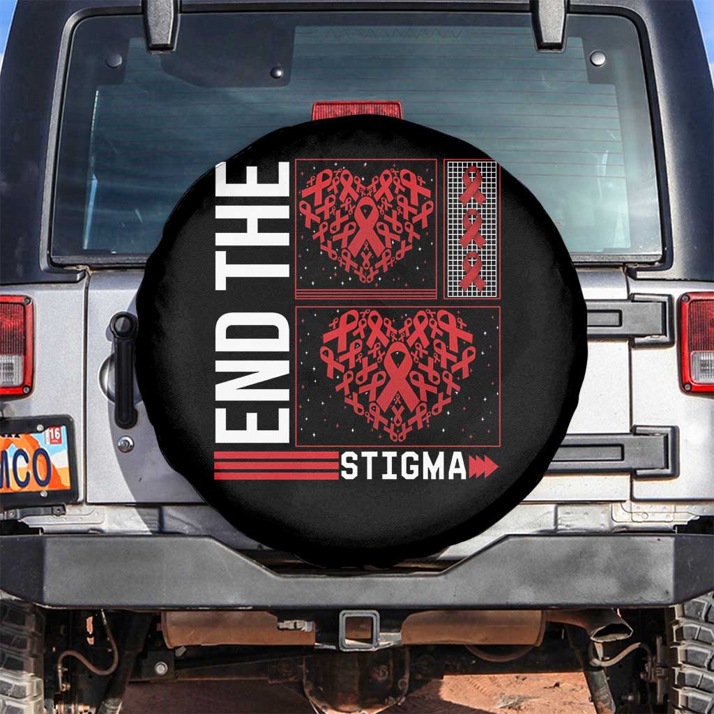 HIV Awareness End The Stigma Spare Tire Cover World AIDS Day Gift TS12 No hole Black Print Your Wear