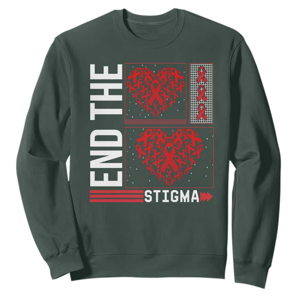 HIV Awareness End The Stigma Sweatshirt World AIDS Day Gift TS12 Dark Forest Green Print Your Wear