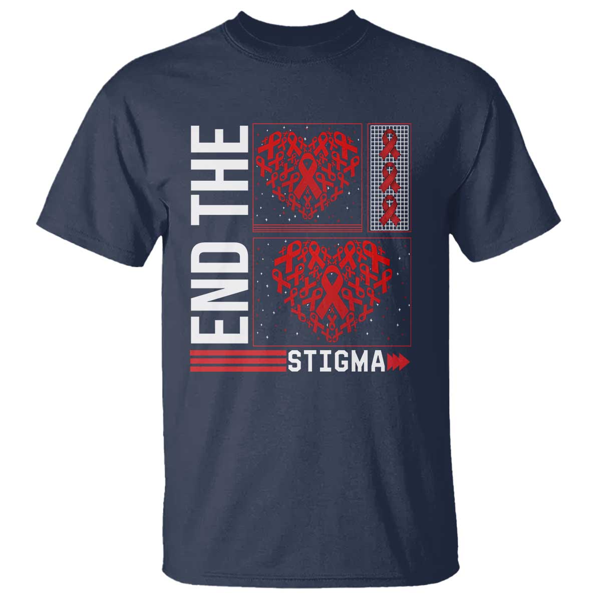 HIV Awareness End The Stigma T Shirt World AIDS Day Gift TS12 Navy Print Your Wear