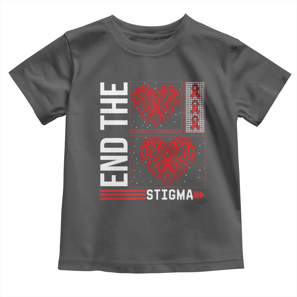 HIV Awareness End The Stigma Toddler T Shirt World AIDS Day Gift TS12 Dark Heather Print Your Wear