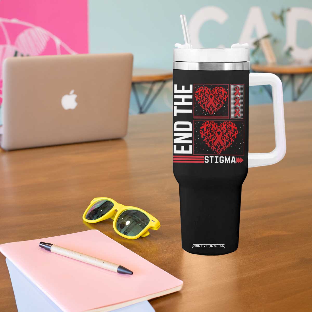HIV Awareness End The Stigma Tumbler With Handle World AIDS Day Gift TS12 Print Your Wear