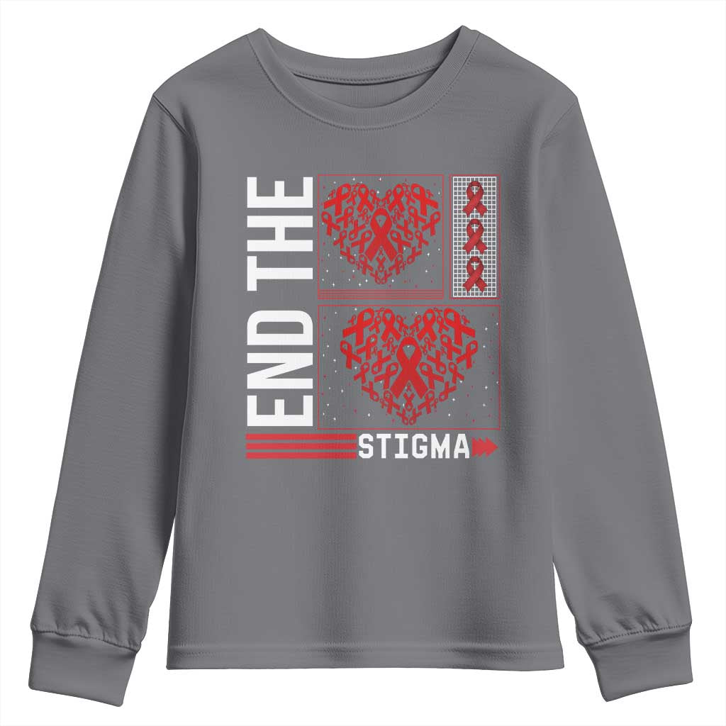 HIV Awareness End The Stigma Youth Sweatshirt World AIDS Day Gift TS12 Charcoal Print Your Wear