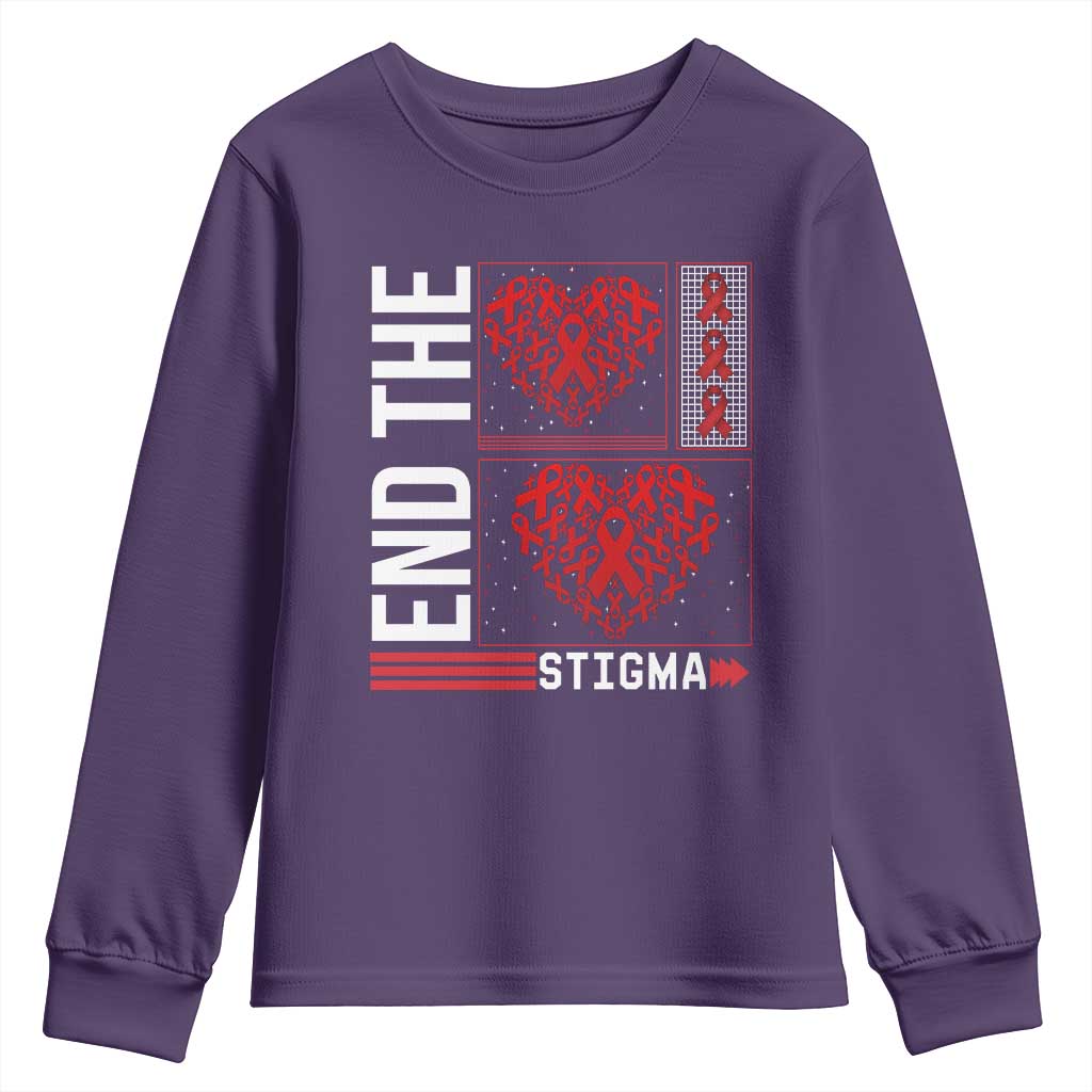 HIV Awareness End The Stigma Youth Sweatshirt World AIDS Day Gift TS12 Purple Print Your Wear