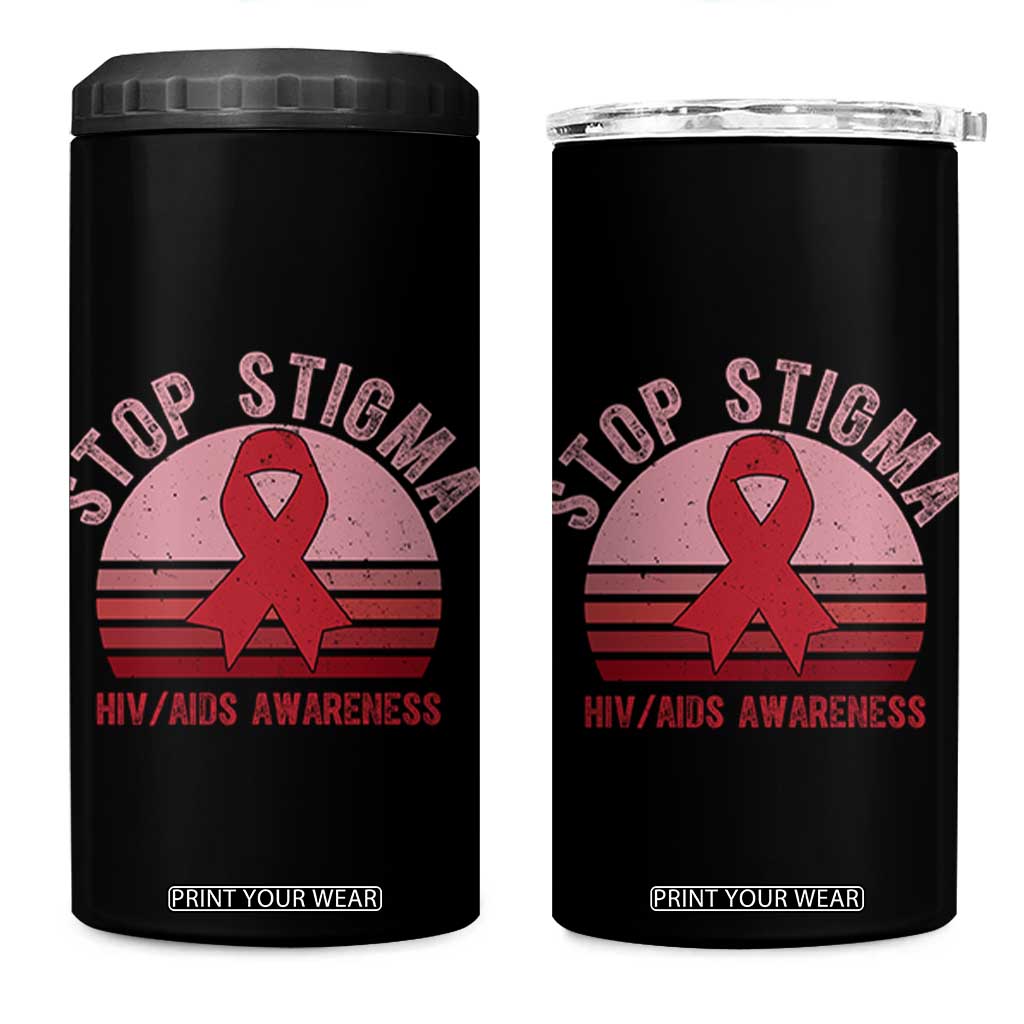 Stop The Stigma HIV Awareness 4 in 1 Can Cooler Tumbler World AIDS Day Gift TS12 One Size: 16 oz Black Print Your Wear