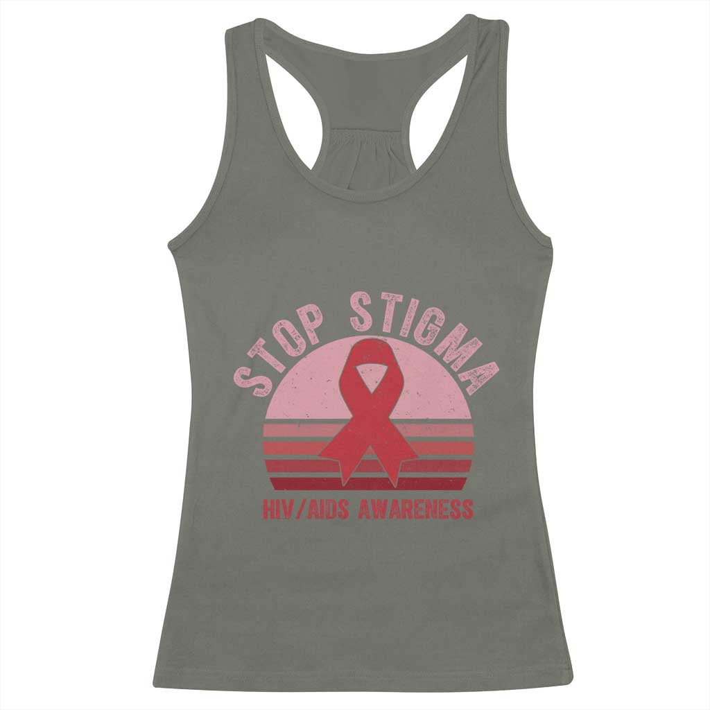 Stop The Stigma HIV Awareness Racerback Tank Top World AIDS Day Gift TS12 Military Green Print Your Wear