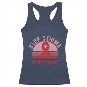 Stop The Stigma HIV Awareness Racerback Tank Top World AIDS Day Gift TS12 Navy Print Your Wear