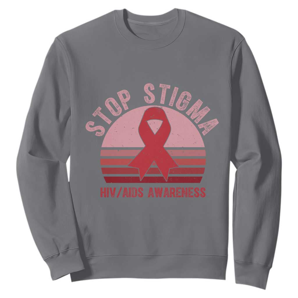 Stop The Stigma HIV Awareness Sweatshirt World AIDS Day Gift TS12 Charcoal Print Your Wear