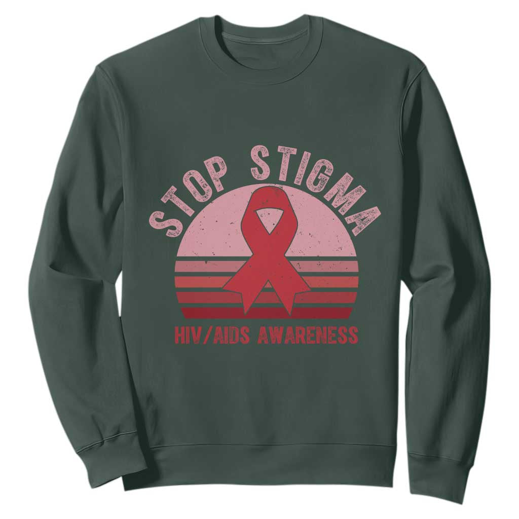 Stop The Stigma HIV Awareness Sweatshirt World AIDS Day Gift TS12 Dark Forest Green Print Your Wear