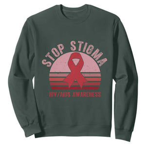 Stop The Stigma HIV Awareness Sweatshirt World AIDS Day Gift TS12 Dark Forest Green Print Your Wear