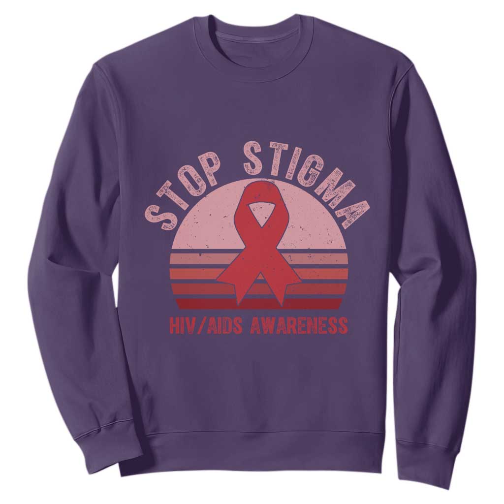 Stop The Stigma HIV Awareness Sweatshirt World AIDS Day Gift TS12 Purple Print Your Wear