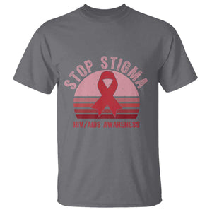 Stop The Stigma HIV Awareness T Shirt World AIDS Day Gift TS12 Charcoal Print Your Wear