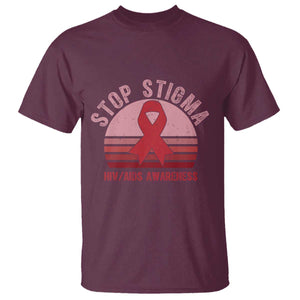 Stop The Stigma HIV Awareness T Shirt World AIDS Day Gift TS12 Maroon Print Your Wear
