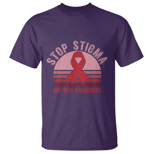 Stop The Stigma HIV Awareness T Shirt World AIDS Day Gift TS12 Purple Print Your Wear