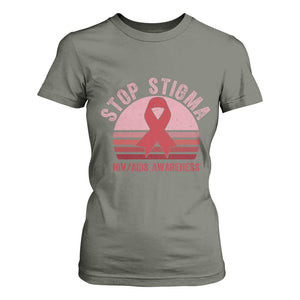 Stop The Stigma HIV Awareness T Shirt For Women World AIDS Day Gift TS12 Military Green Print Your Wear