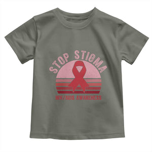 Stop The Stigma HIV Awareness Toddler T Shirt World AIDS Day Gift TS12 Military Green Print Your Wear