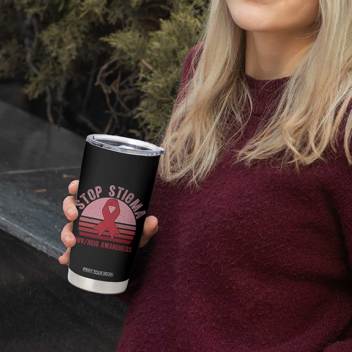 Stop The Stigma HIV Awareness Tumbler Cup World AIDS Day Gift TS12 Print Your Wear