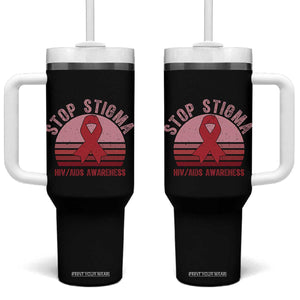 Stop The Stigma HIV Awareness Tumbler With Handle World AIDS Day Gift TS12 One Size: 40 oz Black Print Your Wear