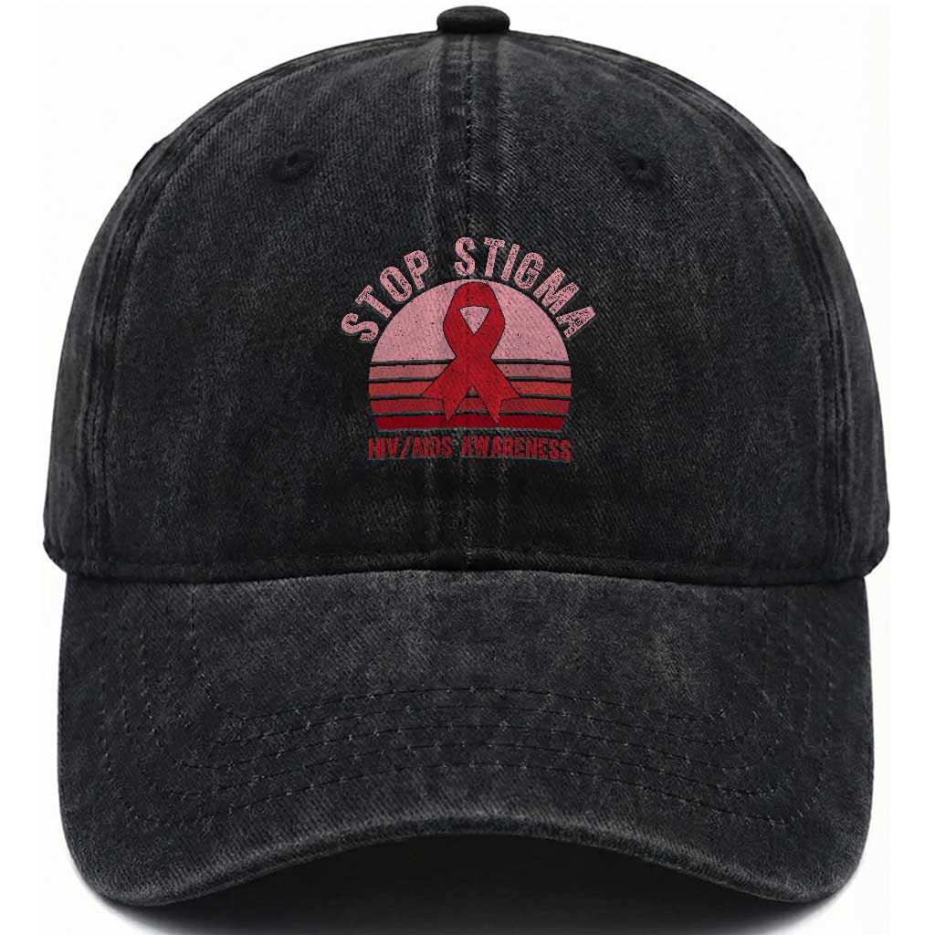 Stop The Stigma HIV Awareness Washed Cotton Baseball Cap World AIDS Day Gift TS12 Print Your Wear