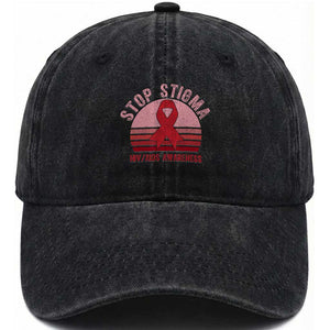 Stop The Stigma HIV Awareness Washed Cotton Baseball Cap World AIDS Day Gift TS12 Print Your Wear