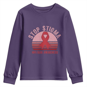 Stop The Stigma HIV Awareness Youth Sweatshirt World AIDS Day Gift TS12 Purple Print Your Wear