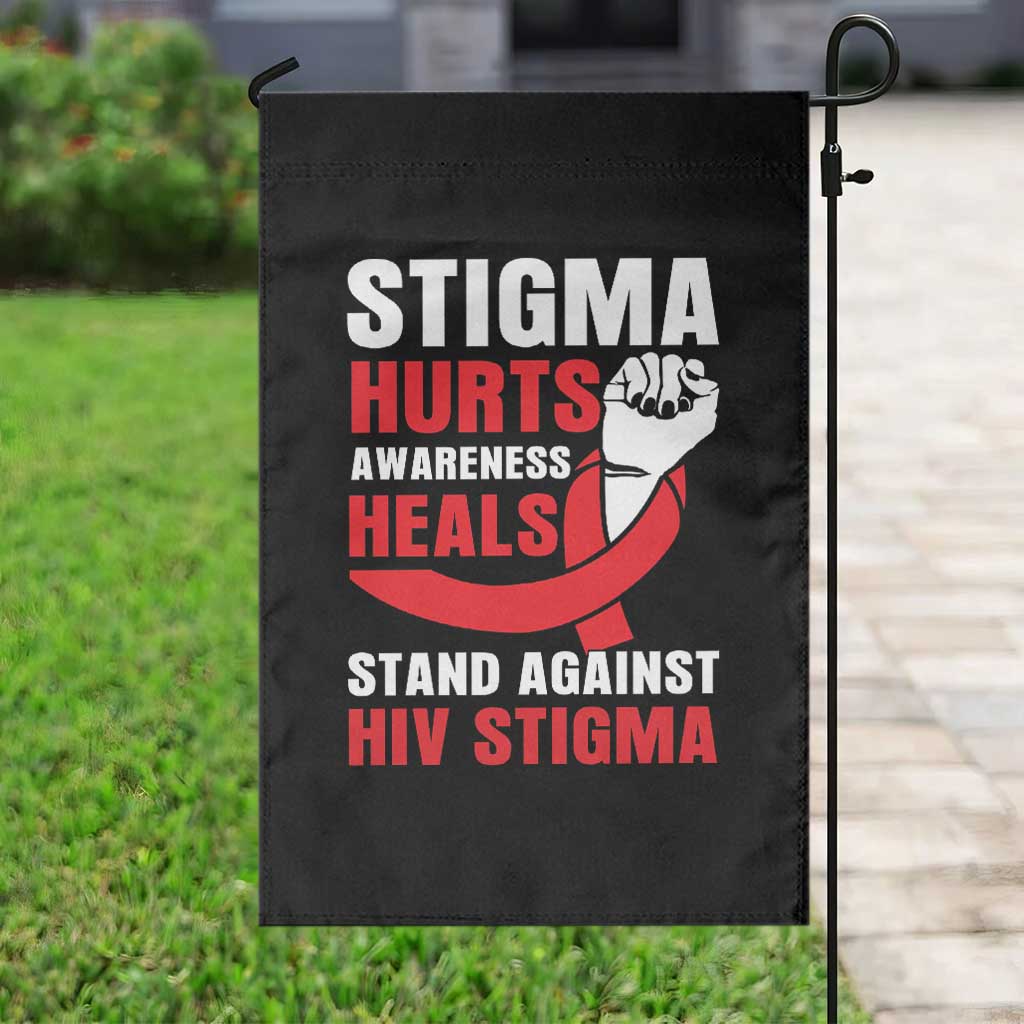 Stigma Hurts Awareness Heals Garden Flag HIV Awareness Red Ribbon Support Gift TS12 Print Your Wear