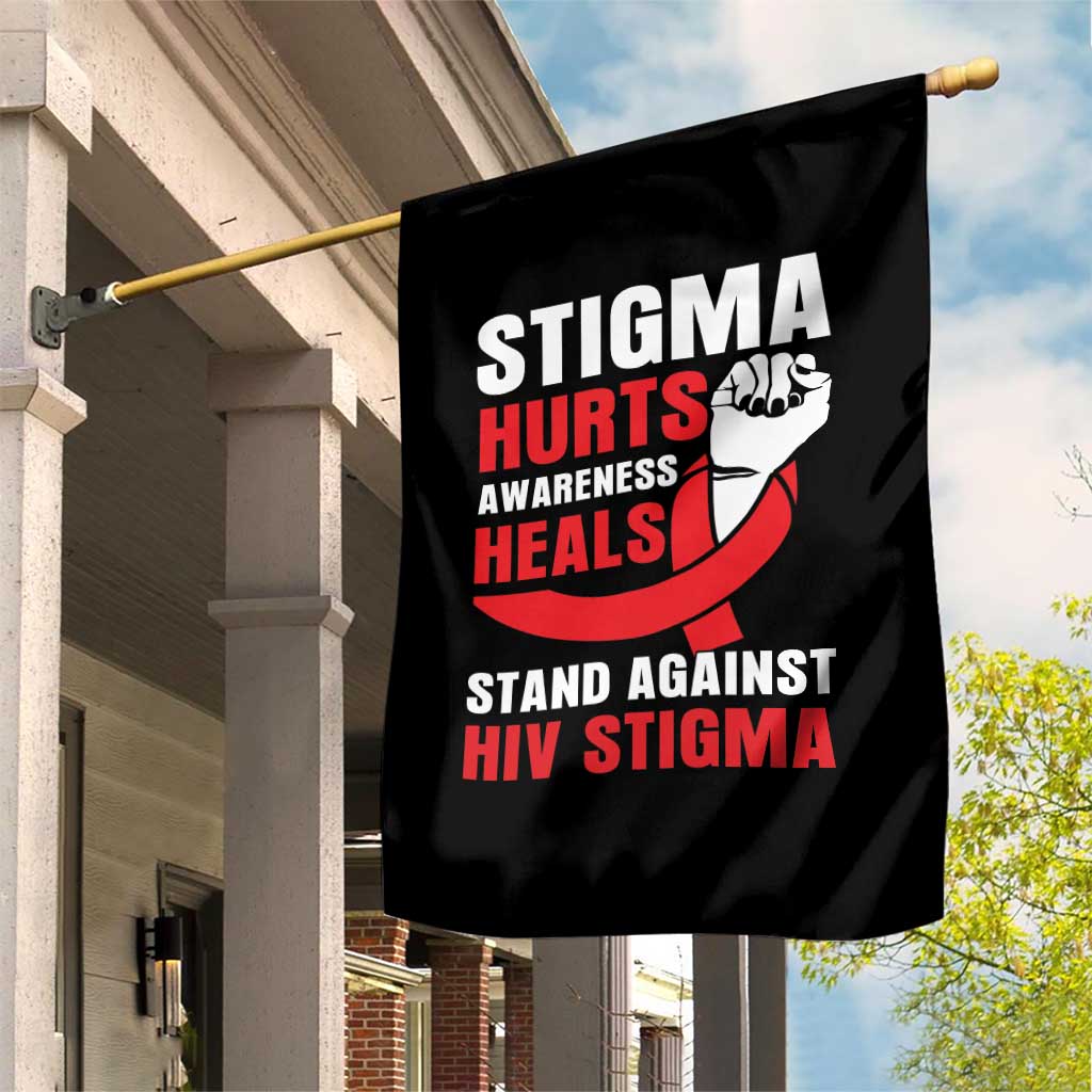 Stigma Hurts Awareness Heals Garden Flag HIV Awareness Red Ribbon Support Gift TS12 Print Your Wear