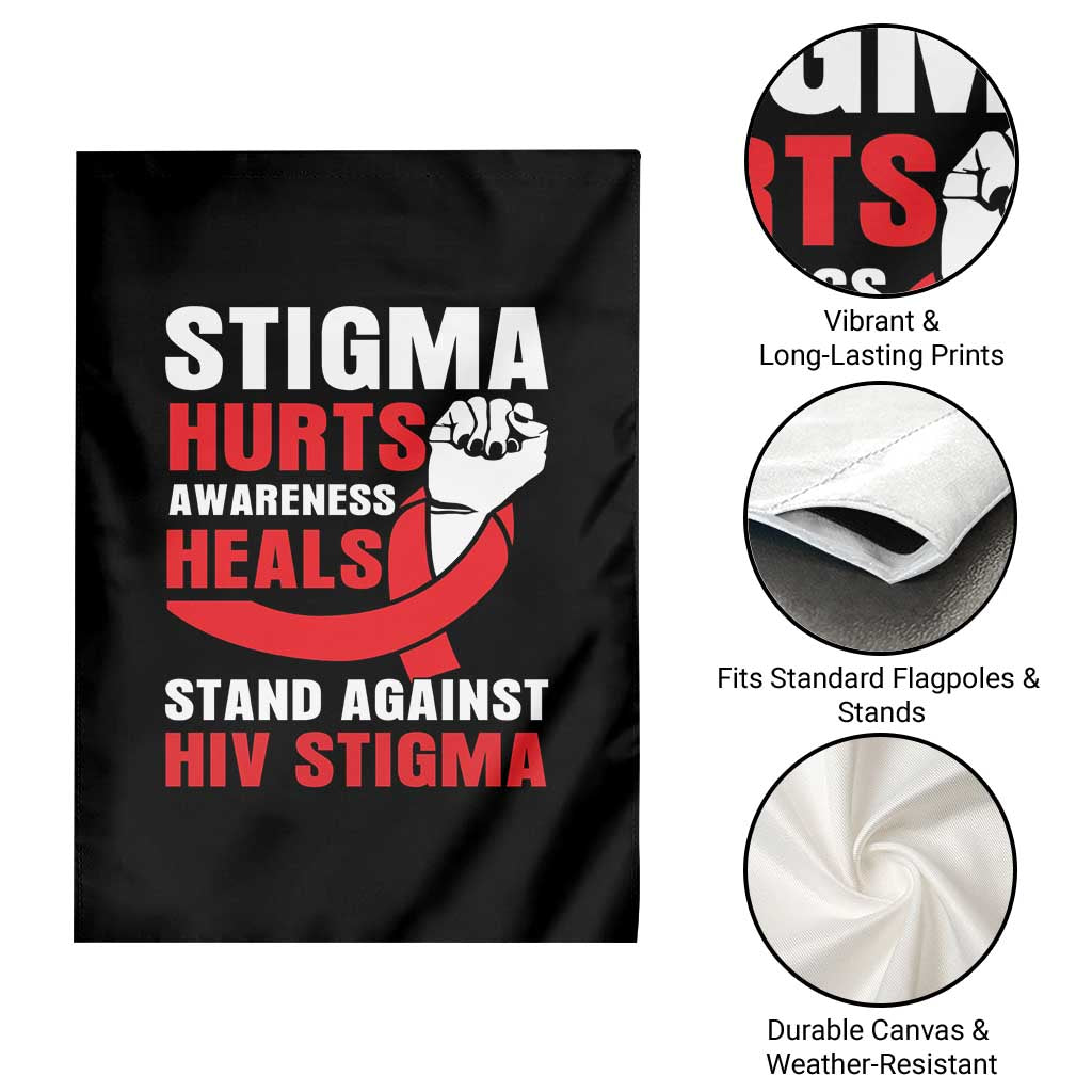 Stigma Hurts Awareness Heals Garden Flag HIV Awareness Red Ribbon Support Gift TS12 Print Your Wear