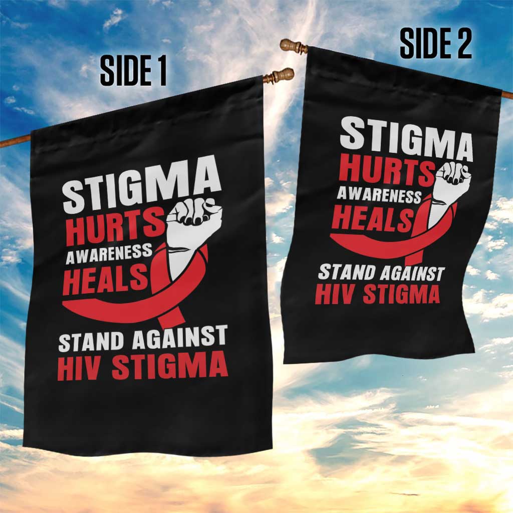 Stigma Hurts Awareness Heals Garden Flag HIV Awareness Red Ribbon Support Gift TS12 Print Your Wear