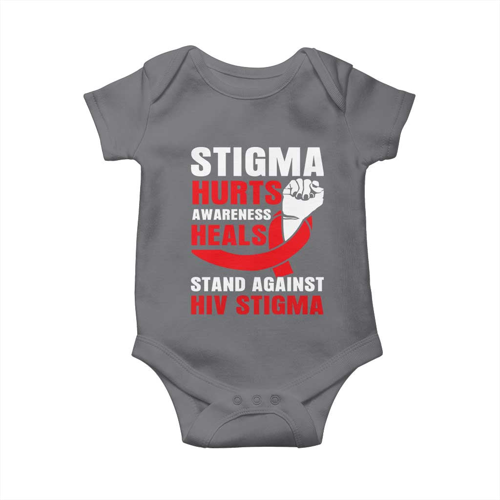 Stigma Hurts Awareness Heals Baby Onesie HIV Awareness Red Ribbon Support Gift TS12 Charcoal Print Your Wear