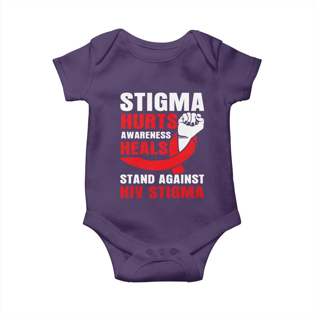 Stigma Hurts Awareness Heals Baby Onesie HIV Awareness Red Ribbon Support Gift TS12 Purple Print Your Wear